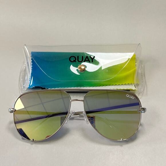 Quay Australia High Key Sunglasses Silver Gold Mirrored - Picture 6 of 10